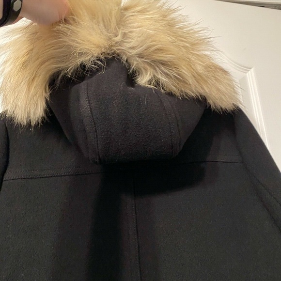 J. Crew Black Pea Coat with Faux Fur Collar - Picture 9 of 10